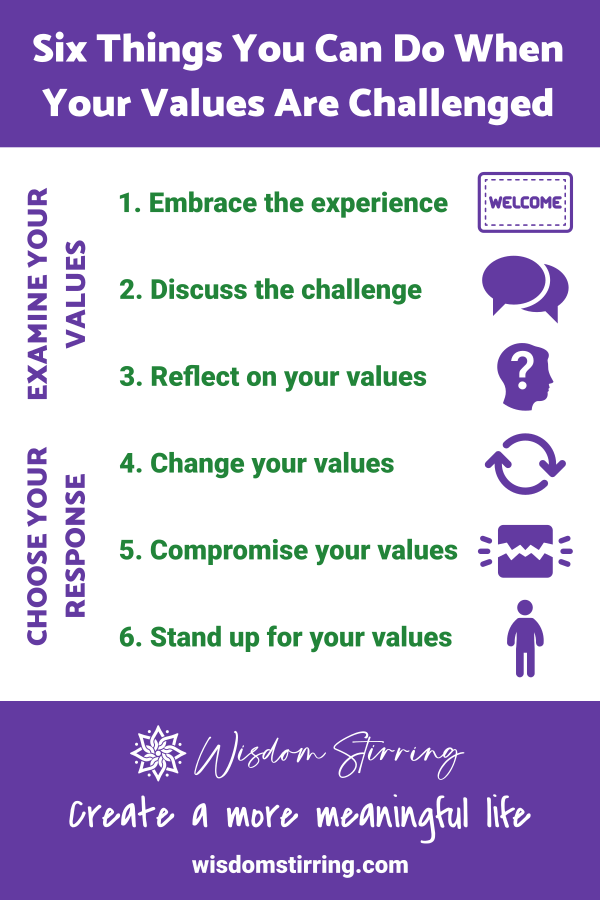 What to do when your values are challenged and how to handle it.